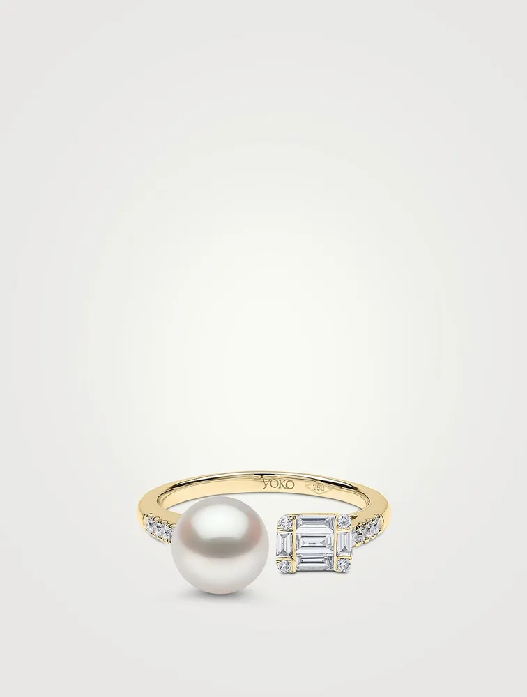 Starlight 18K Gold Akoya Pearl And Diamond Ring