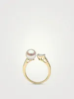 Starlight 18K Gold Akoya Pearl And Diamond Ring