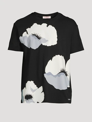 Cotton T-Shirt Flower Portrait Print