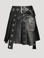 Eyelet Leather Mini Skirt