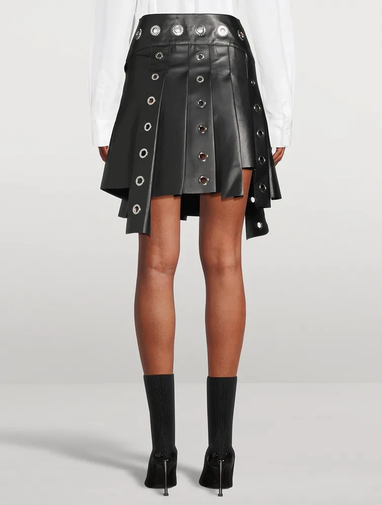 Eyelet Leather Mini Skirt