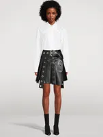 Eyelet Leather Mini Skirt