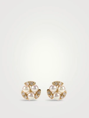 18K Gold Akoya Pearl And Diamond Earrings