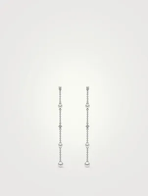 18K White Gold Freshwater Pearl And Diamond Earrings