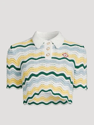 Bouclé Wave Knit Polo Shirt