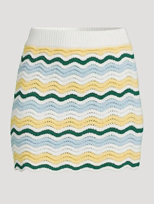 Bouclé Wave Knit Mini Skirt