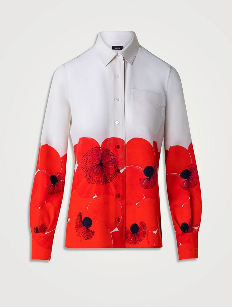 Silk Crepe Blouse Poppy Print