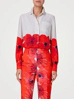 Silk Crepe Blouse Poppy Print