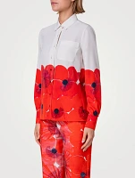 Silk Crepe Blouse Poppy Print