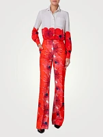 Silk Crepe Blouse Poppy Print