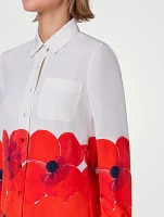 Silk Crepe Blouse Poppy Print