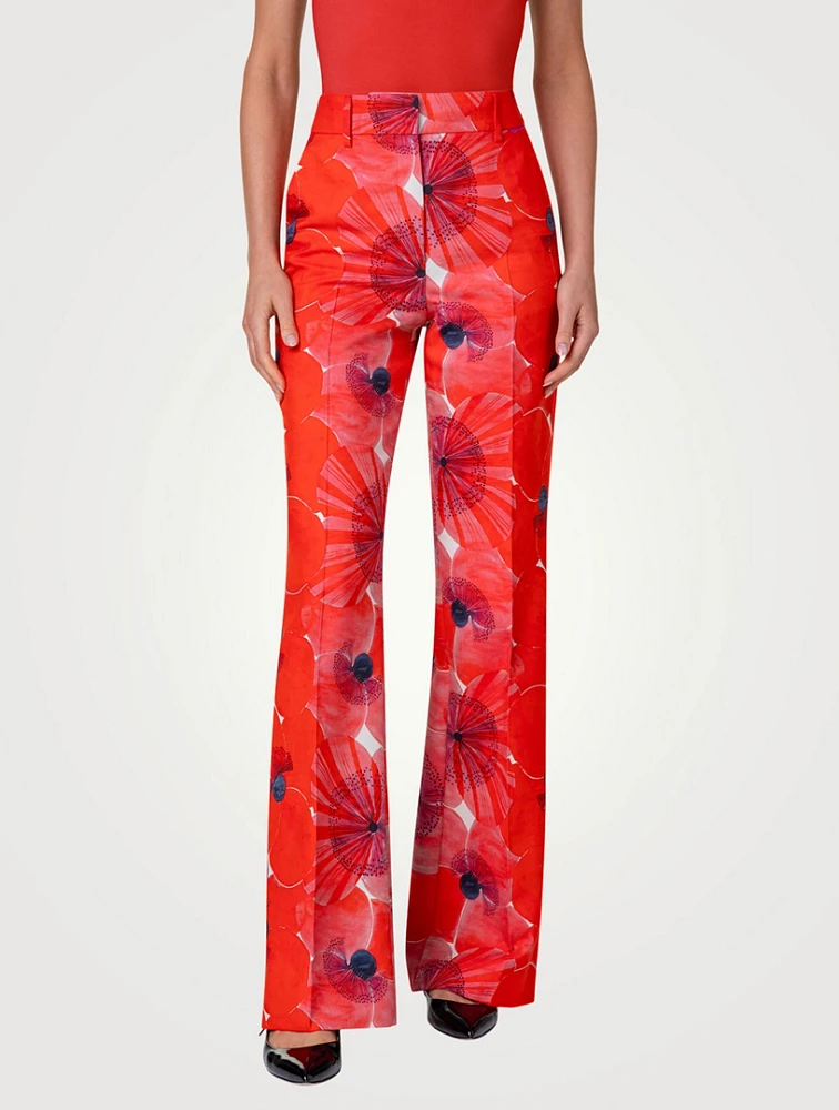 Florine Straight-Leg Trousers Poppy Print