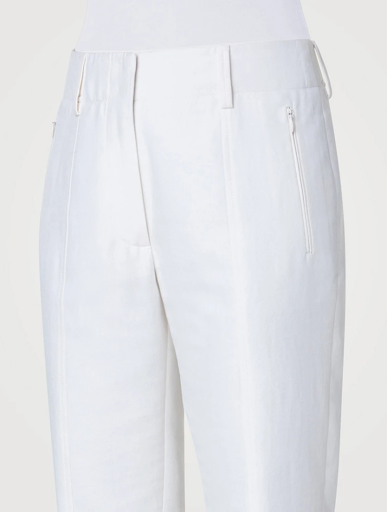 Connor Cotton Silk Stretch Double-Face Slim Trousers