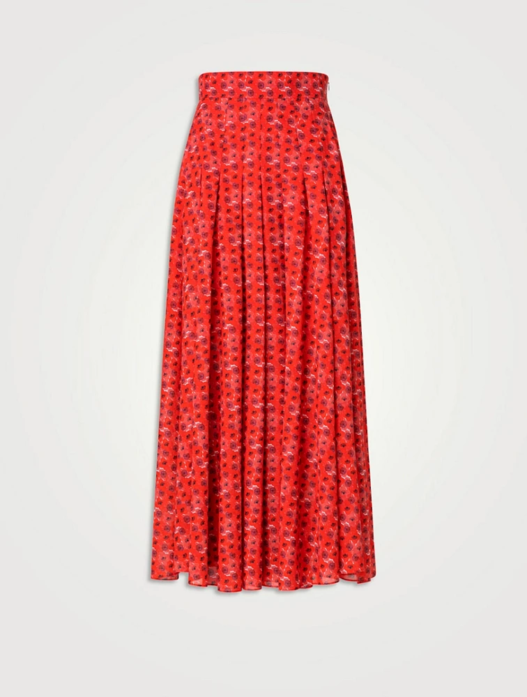 Cotton Voile Maxi Skirt Poppy Print