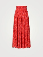 Cotton Voile Maxi Skirt Poppy Print