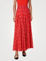 Cotton Voile Maxi Skirt Poppy Print