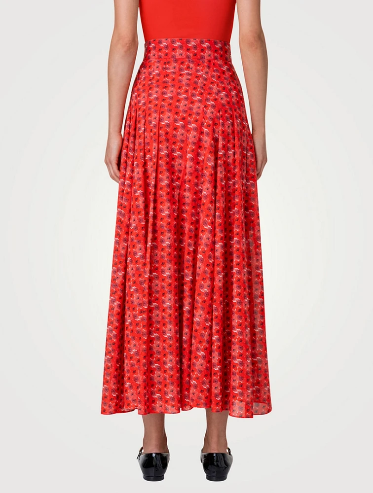 Cotton Voile Maxi Skirt Poppy Print