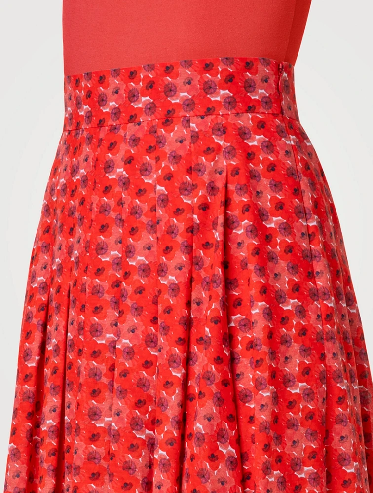 Cotton Voile Maxi Skirt Poppy Print