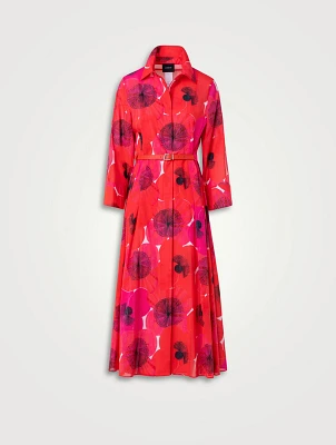 Belted Cotton Voile Shirt Dress Poppy Print