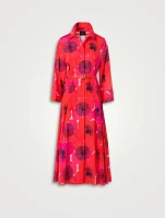 Belted Cotton Voile Shirt Dress Poppy Print