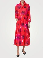 Belted Cotton Voile Shirt Dress Poppy Print