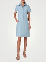 Cotton Silk Stretch Double-Face Shirt Dress