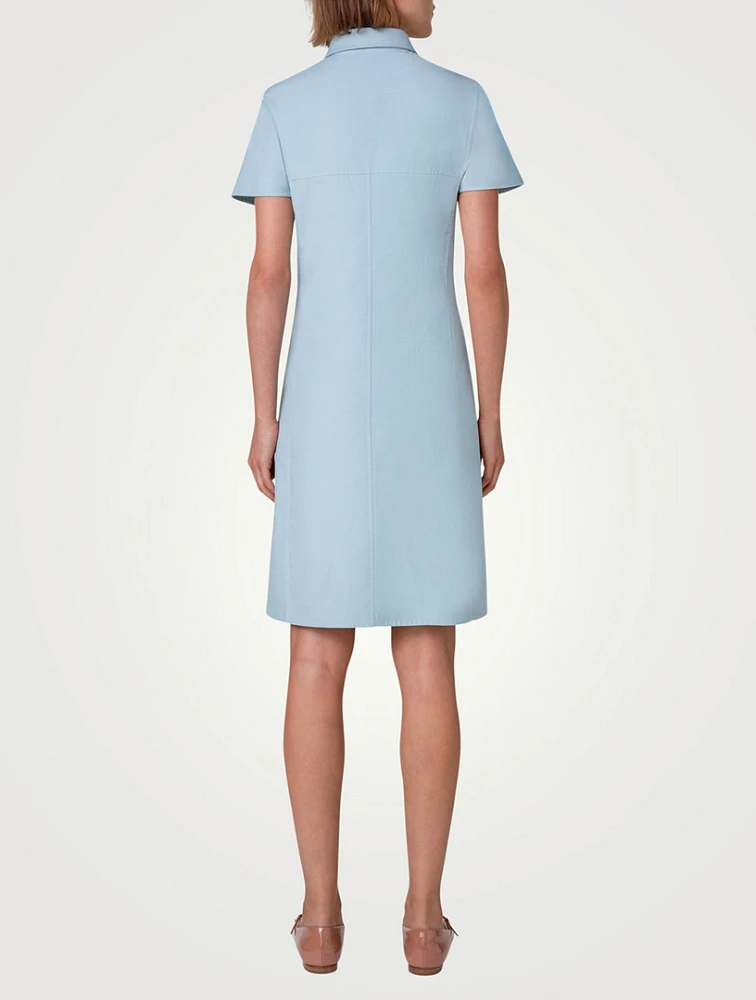 Cotton Silk Stretch Double-Face Shirt Dress