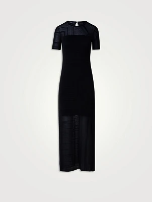 Lines Jacquard Silk Cotton Knit Dress