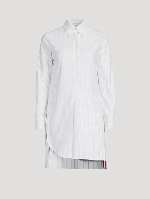 Poplin Mini Shirt Dress Striped Print