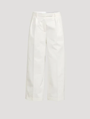 Cotton Cropped Relaxed Pants