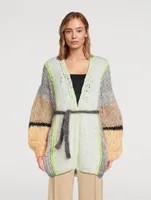 Mohair-Blend Belted Cardigan