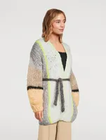 Mohair-Blend Belted Cardigan