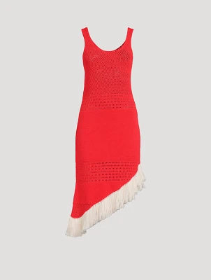 Carisa Asymmetrical Crochet Midi Dress