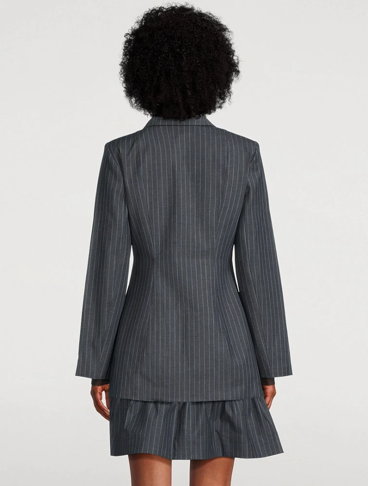 Single-Breasted Blazer Pinstripe Print