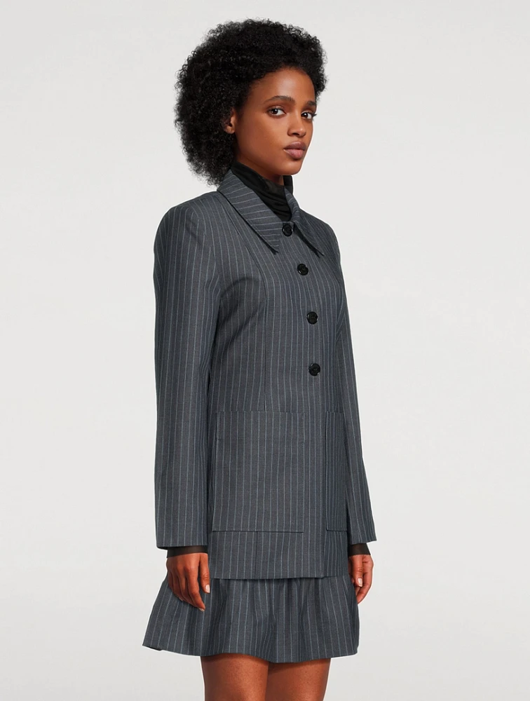 Single-Breasted Blazer Pinstripe Print