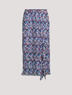 Pleated Georgette Flounce Midi Skirt