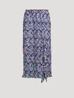 Pleated Georgette Flounce Midi Skirt