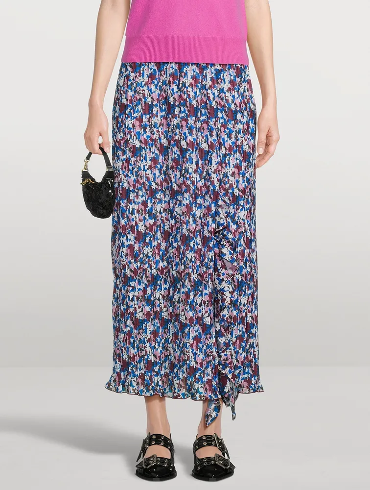 Pleated Georgette Flounce Midi Skirt