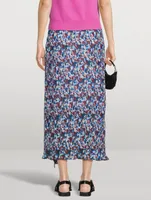 Pleated Georgette Flounce Midi Skirt