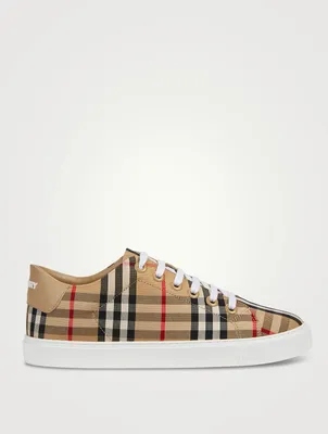 Canvas And Leather Sneakers Vintage Check Print