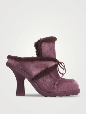 Highland Shearling-Trimmed Suede Mules