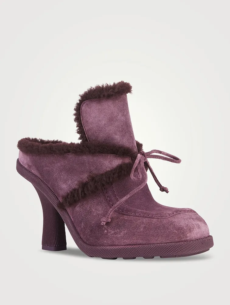 Highland Shearling-Trimmed Suede Mules