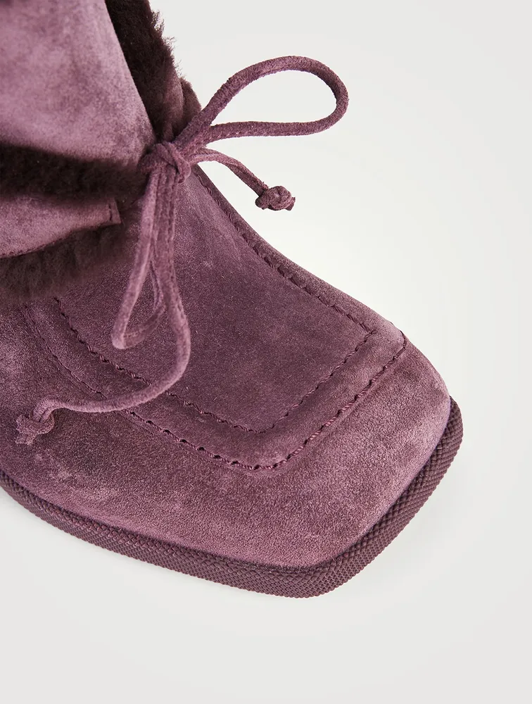 Highland Shearling-Trimmed Suede Mules