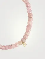 Mystic Pink Beaded Bracelet With Gold Love Charm
