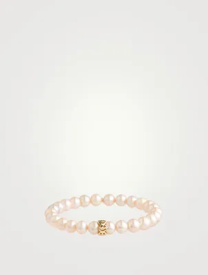 Pearl Beaded Bracelet With Happy Face Charm