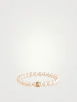 Pearl Beaded Bracelet With Happy Face Charm