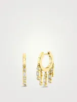 Baguette Fringe Huggie Hoop Earrings With Diamonds