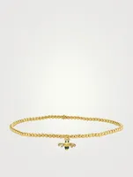 14K Gold Beaded Bracelet With Bee Charm