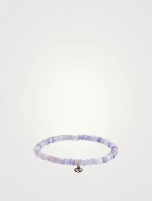 Hackmanite Beaded Bracelet With Gold, Amethyst And Diamond Evil Eye Charm