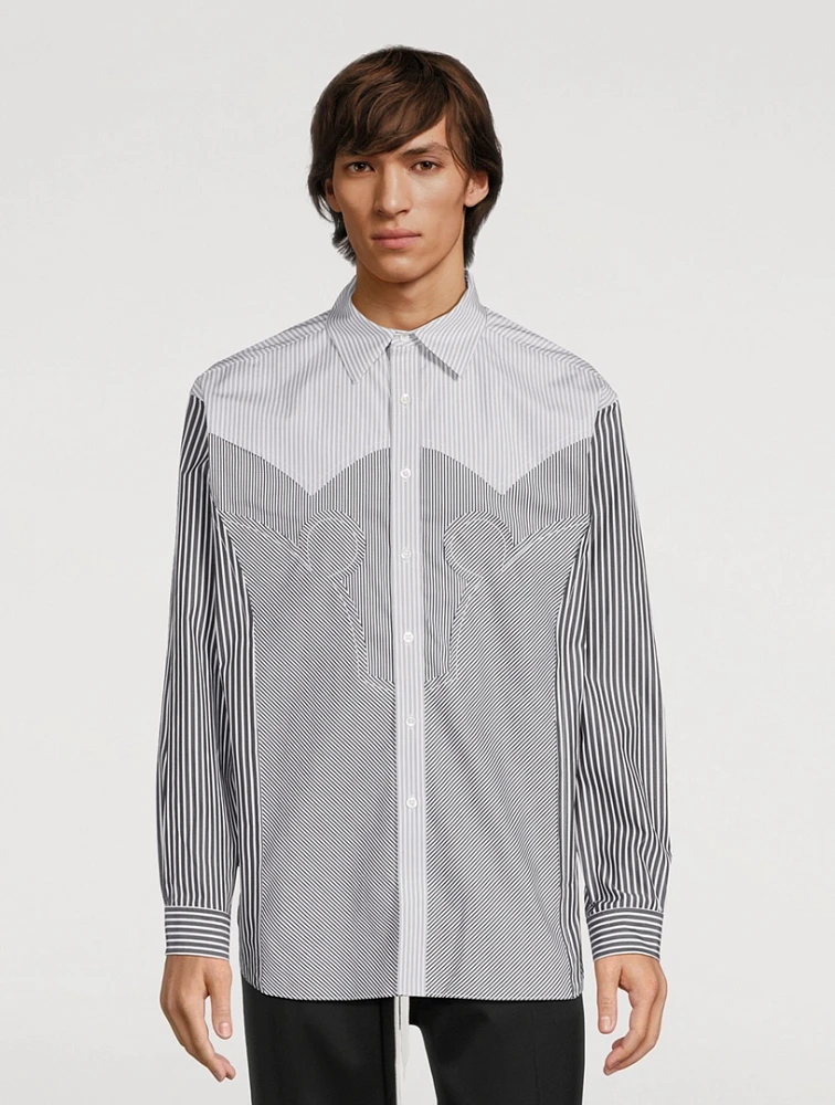 Yoke Stripe Cotton Shirt